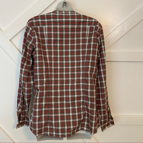 Faconnable Plaid Button Down Top Red Sz 8 - Picture 4 of 6